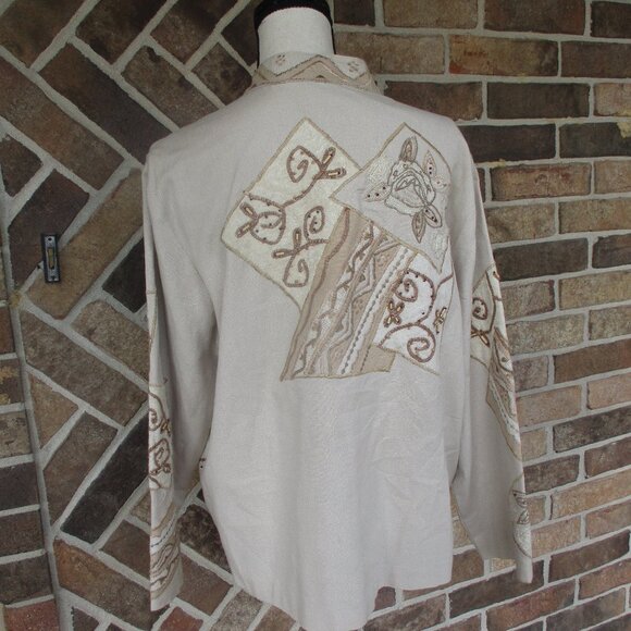 Coldwater Creek Embroidered Embellished Cotton Jacket XL - Picture 6 of 7